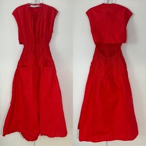 Proenza Schouler White Label Cotton Poplin Cutout Drawstring Midi Dress